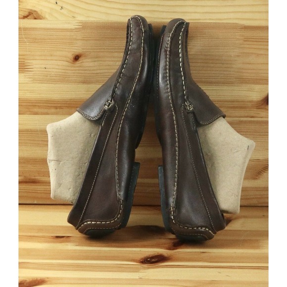 Clarks England Mens Driving Loafer Shoes Brown Leather Moc Toe Slip On Size 9.5M - Picture 3 of 6